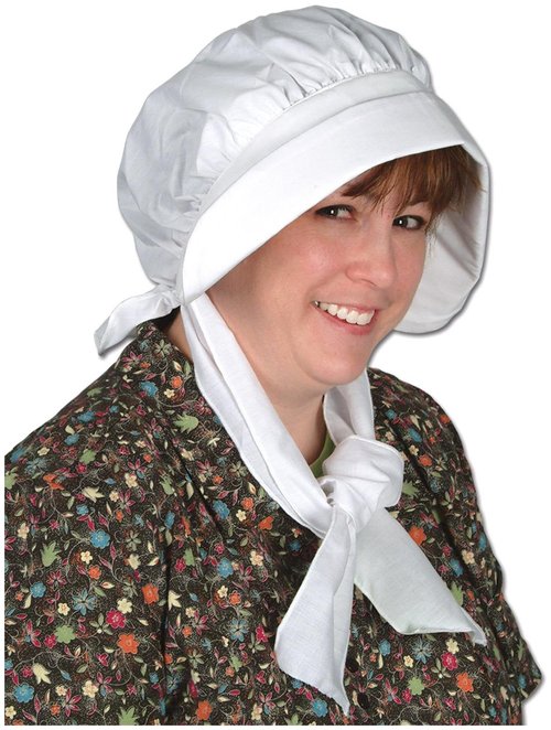 Beistle Pilgrim Bonnet Hat, White Headwear for Halloween, Thanksgiving, & Festive Fall Parties, Bonnet for Women & Fall Costume Hat, One Size Fits Most