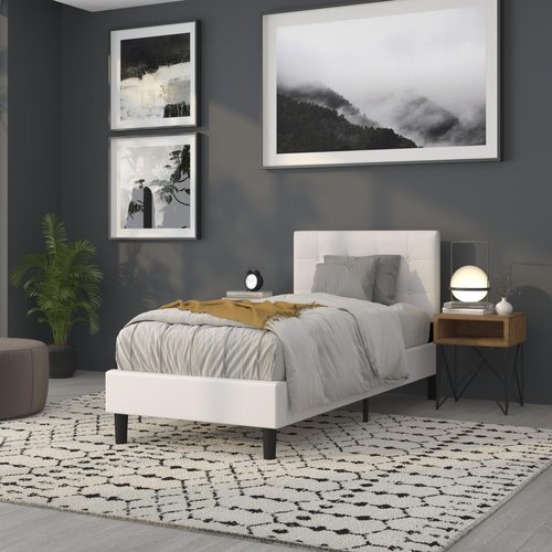 Flash Furniture Lennox Tufted Upholstered Twin Size Headboard in White Vinyl