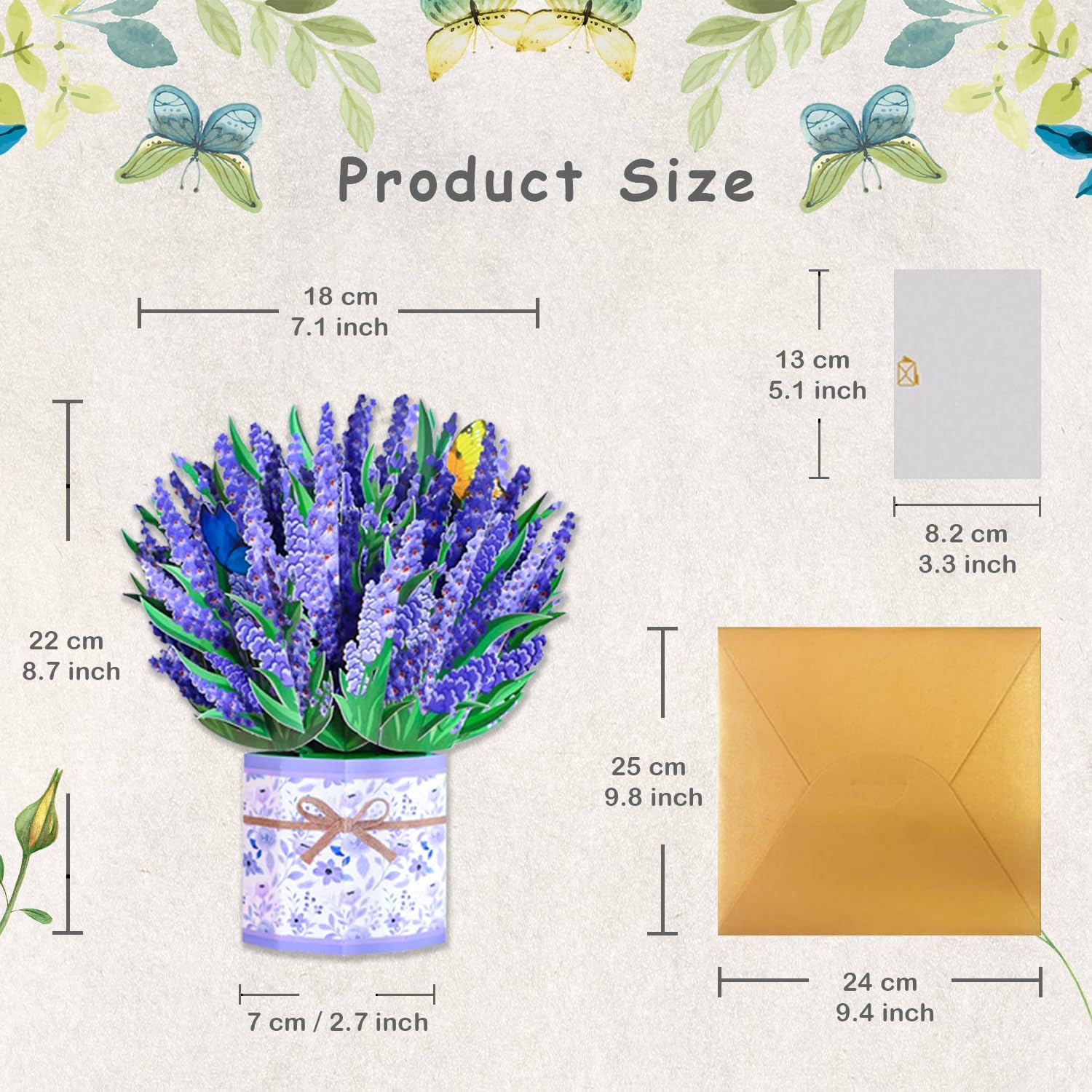 ROBBEAR 3D Lavender Bouquet Pop-Up Card - Unique Flower Greeting Card for Any Occasion | Perfect for Birthdays, Mother's Day, Anniversaries, and Valentine's Day