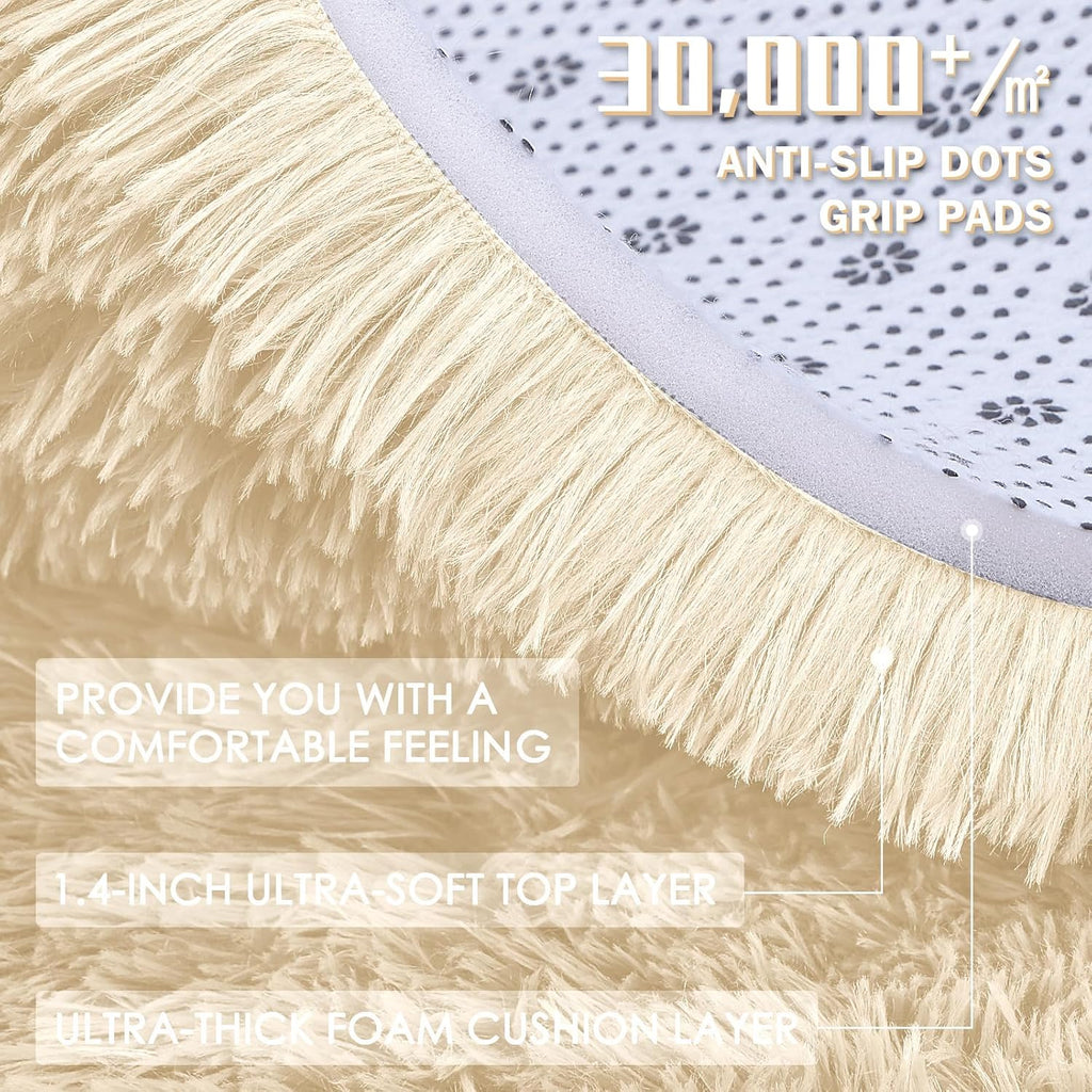 OLANLY Large Area Rug - Soft Fluffy Shaggy Carpet for Living Room & Bedroom | 6x9 ft, Cream