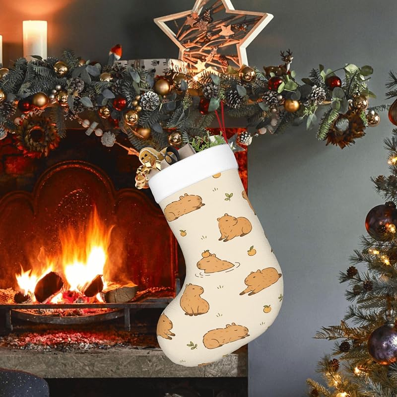 Cute Capybara Christmas Stocking - 18 Inch Plush Family Holiday Decor - Variation: Cute Capybara