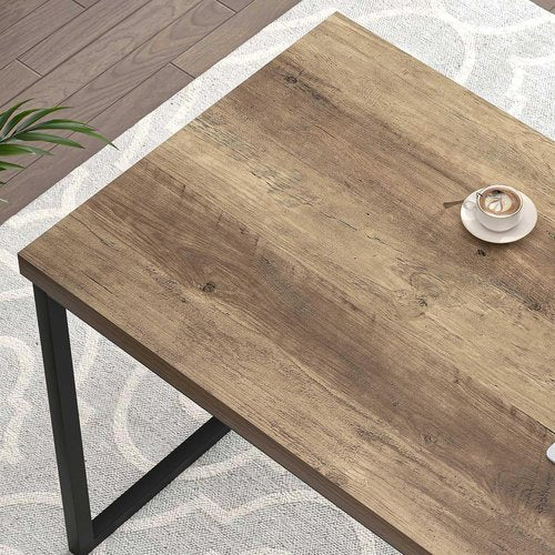 FOLUBAN Rustic Wood & Metal Industrial Computer Desk - Vintage 60-Inch Writing Table for Home Office
