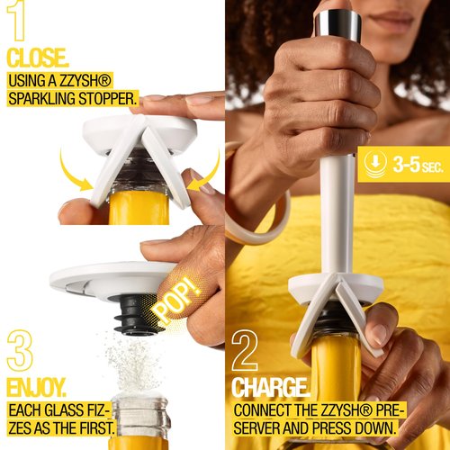 zzysh® 3 in 1 Champagne Sealer, Saver & Preserver Up to 4 Weeks with Champagne Stoppers For Bottles - Preservation System with Prosecco Bottle Stopper - Best Sparkling Wine Lovers Gifts For Women
