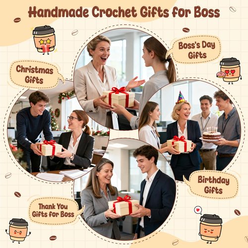 Boss Gifts for Women Boss Lady Leader Manager Supervisor Birthday Handmade Crochet Coffee Mug Cup Gifts Coffee Lover Thank You Best Great Leader Female Desk Office Decor Bosses Day Christmas