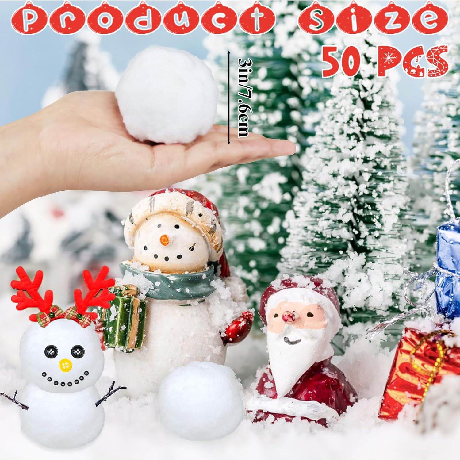 Skiennix 50 PCS Fake Snowballs - Realistic White Snowballs for Kids | Winter Party Decorations