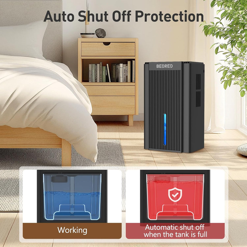 Skiennix Dehumidifier - 95 Oz Capacity for 1000 Sq. Ft. | Quiet Operation with Auto Shut Off & 7 Color Ambient Light (Black)