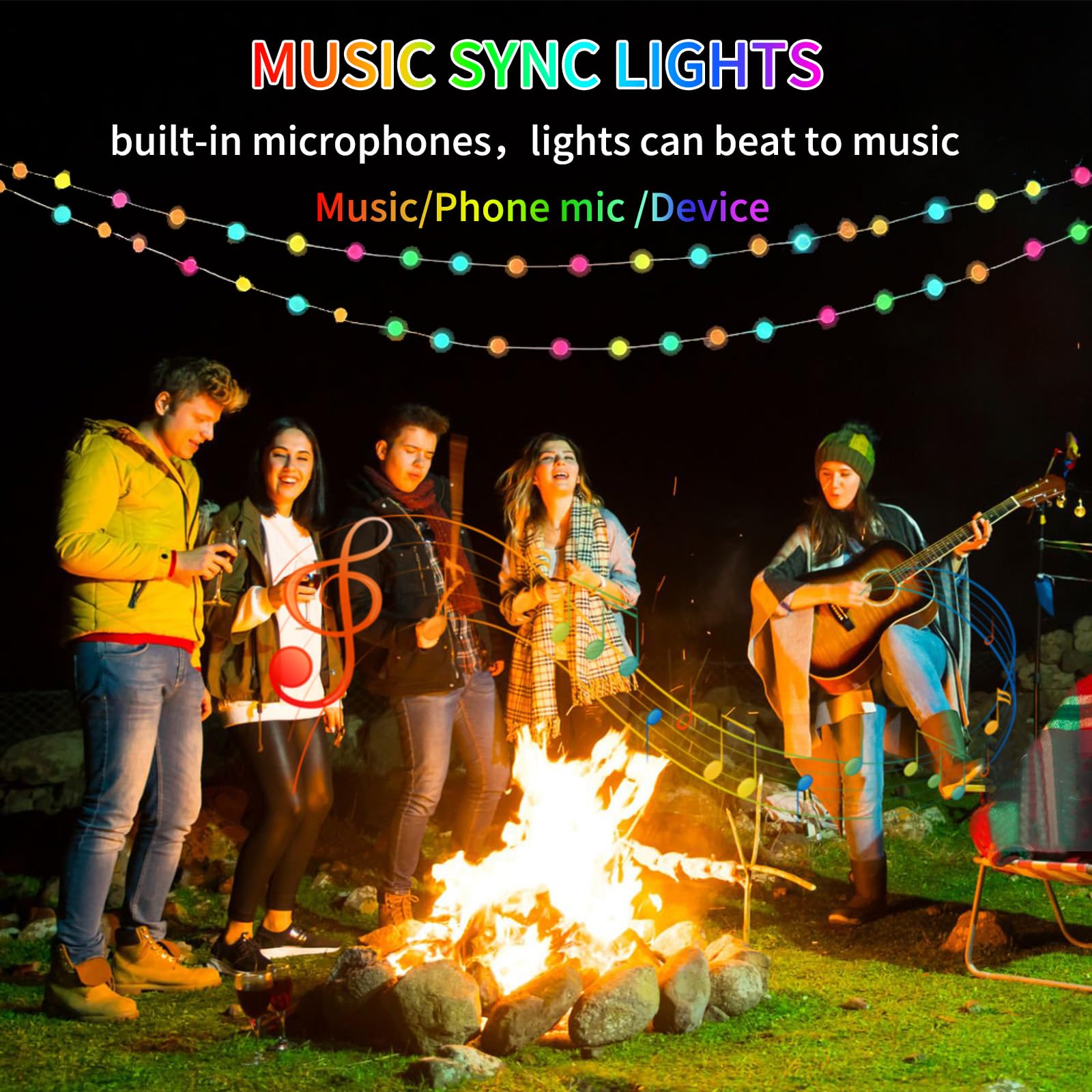 YOOWARM Smart Star Fairy Lights, 33FT 66 LED String Light, Tent Lights for Party with App, Music Sync,Group Control String Lights for Bedroom, Party, Wedding, Holiday Decorations (Star)