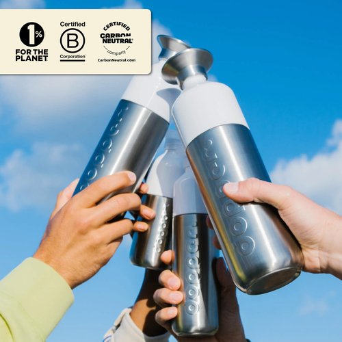 Preserve Dopper Stainless Steel Water Bottle BPA Free, Dishwasher Safe - Made from 90% Recycled Steel - Light Weight & Durable Water Flask for Travel, Backpack, Office, Workout, Bike, Gym - 16.5 Oz