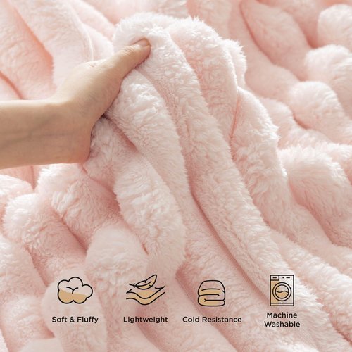 Bedsure Fleece Blanket Queen Blanket&Blankets Queen Size for Bed, Pink, 90x90 Inches