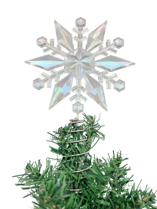 PEPPERLONELY Miniature Iridescent Snowflake Mini Tree Topper Christmas Decorations, 5.5" Wx9 L