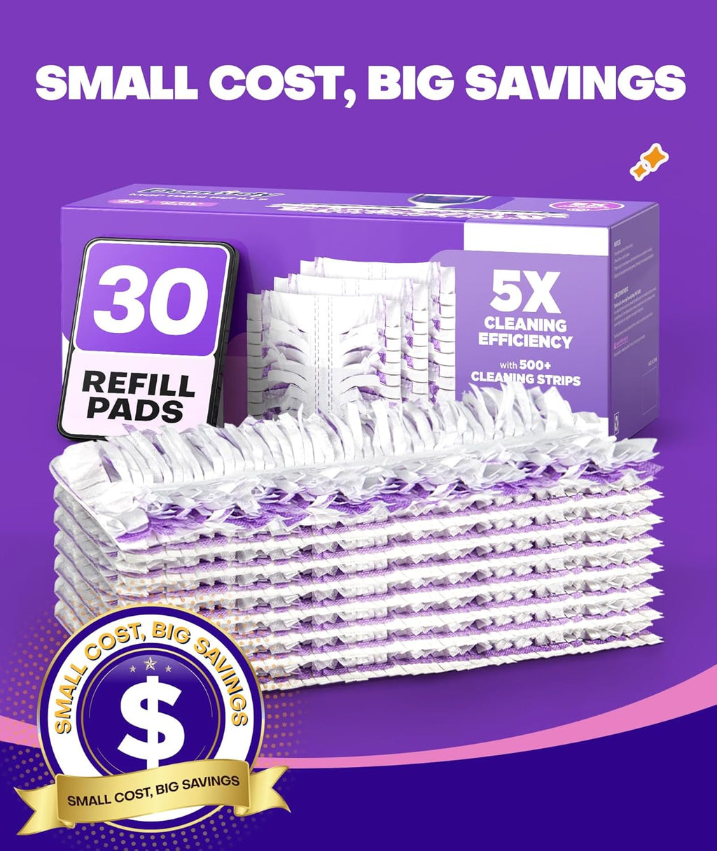 Skiennix 5X Cleaning Power Mop Refills - 30 Count Multi-Surface Replacement Pads for Swiffer Power Mop