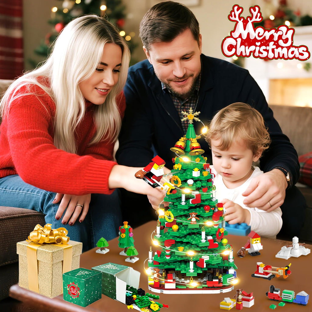 Advent Calendar 2025 Adult kids teen Boys Girls women men, Teenager boys girls LED Christmas Tree Building Set advent calendar 2025 for kids teens boys ,24 Boxes 1100+ Pcs Christmas advent Calendars Building Blocks,kid teen adults advent calendars 2025