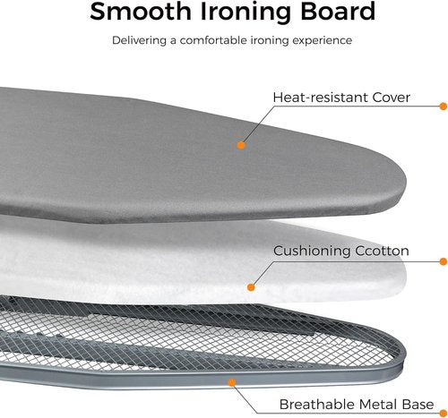 Hvygss Height-Adjustable Ironing Board - Heavy-Duty, Heat-Resistant Design | Grey, 43x13 Inches