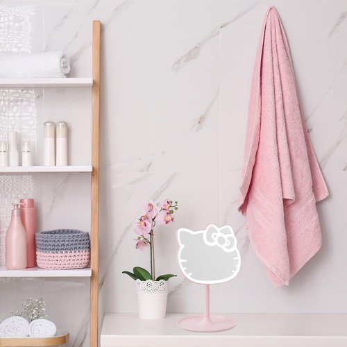 Get Trend Hello Kitty Sanrio LED Vanity Mirror with Lights for Women, Teens, Light Up Makeup Mirror for Desk, Room Decor, Kawaii Gifts for Women (Pink/Hello Kitty)