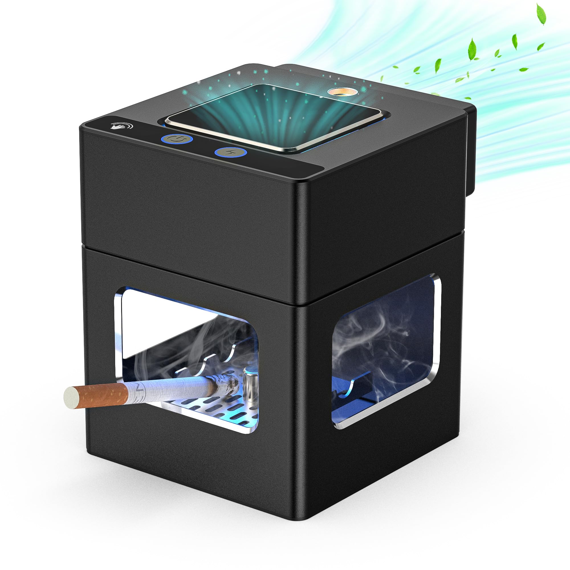 VANSU Intelligent HEPA Smokeless Ashtray Indoor with Lighter,USB Rechargeable Smoke Removing Ashtray for Home,Bedroom,Office,Car,Outdoor
