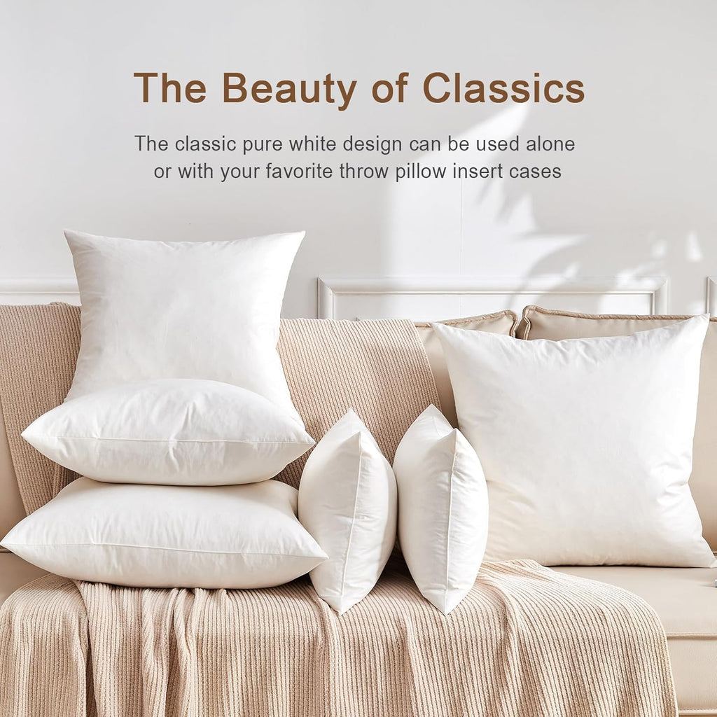 Organic Feather Down Lumbar Pillow Inserts - 100% Cotton Shell, Set of 2 (14x22 Inch) | Perfect for Couch, Sofa, and Bed