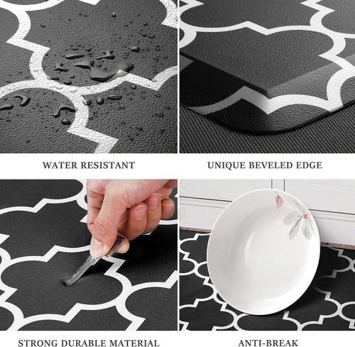 WISELIFE Anti Fatigue Floor Mat - 4/5 Inch Thick Kitchen Mat Non Slip Waterproof Heavy Duty Ergonomic Comfort Mat Durable for Home, Office, Sink, Laundry,(22" x 72", Black)