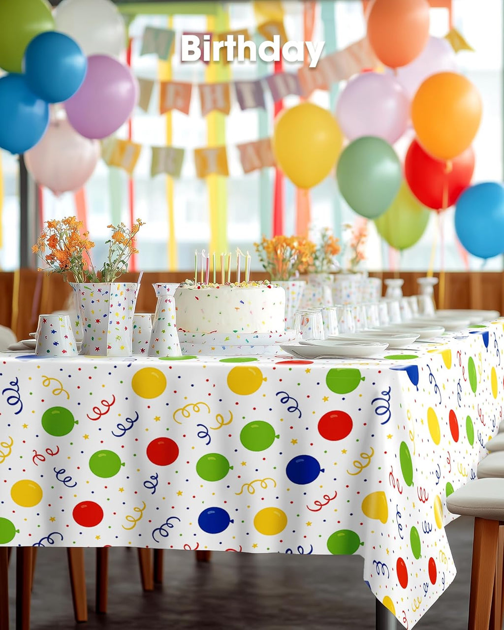 Pureegg Disposable Plastic Tablecloths - 10 Pack, 54 x 108 Inch, Leakproof & Sturdy for Parties | Rainbow Colors