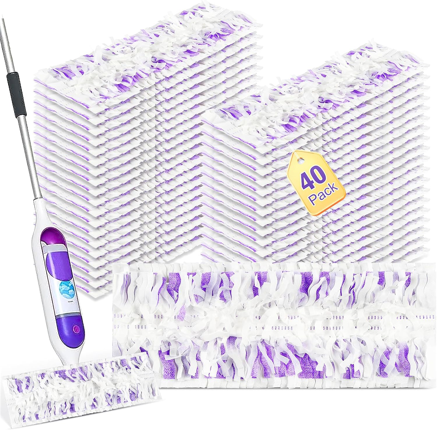 Skiennix 40-Pack Disposable Refill Pads - Multi-Surface Replacement Spray Mopping Pads for Safe Floors