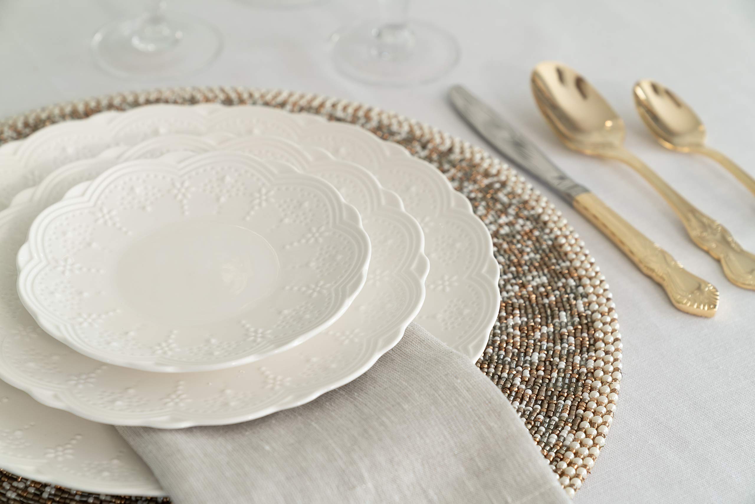 10 Strawberry Street Valentina 8" White Side Plate, Set of 6