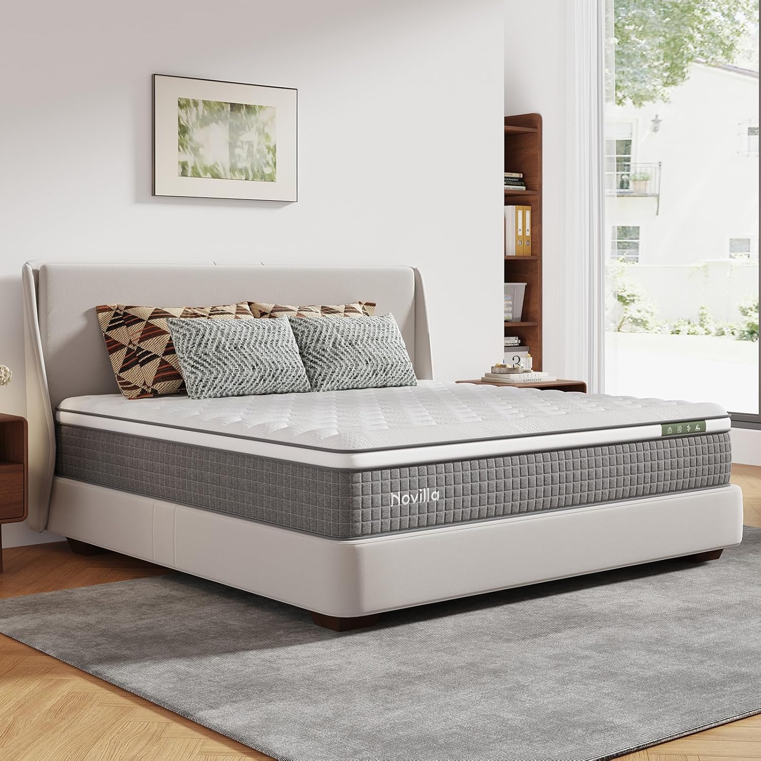 Novilla King Size Mattress - 10 Inch Hybrid Design with Gel Memory Foam & Cool-Touch Cover for Deep Sleep