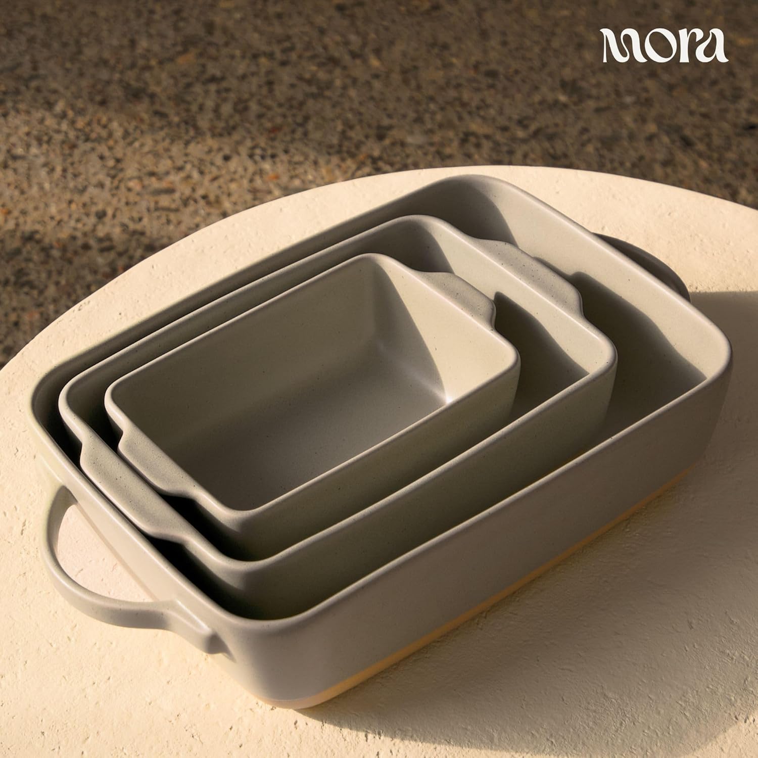 Mora Ceramic Baking Dish - Extra Deep 9x13 in Casserole Pan with Handles | Versatile Porcelain Bakeware in Peppercorn