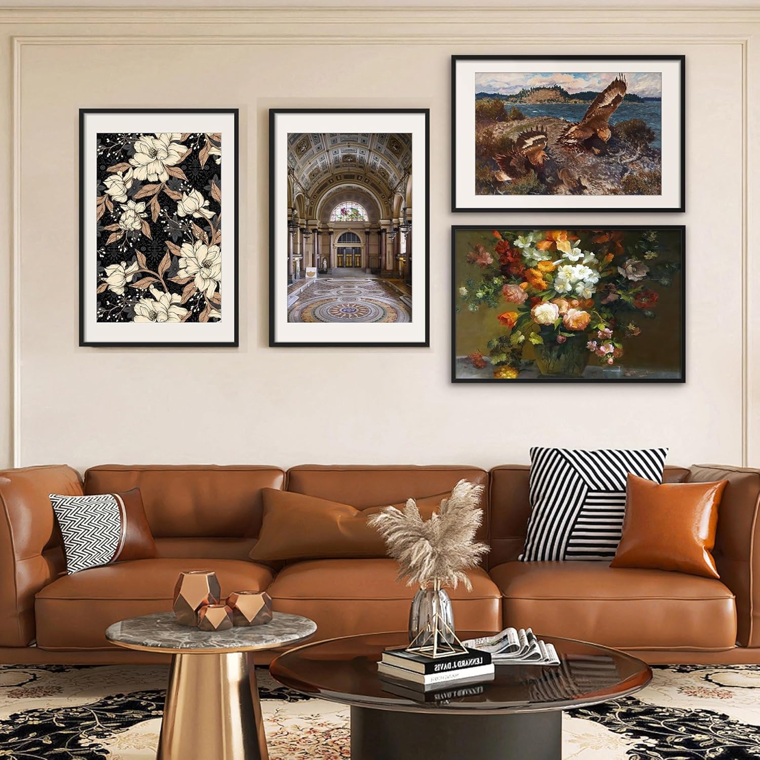 Upsimples 24x36 Picture Frame Set of 5 - Versatile Black Frames for 20x30 or 24x36 Photos