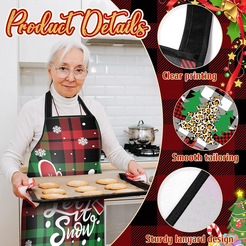 Jeyiour 6-Piece Christmas Apron Set for Women - Cute Style Variation