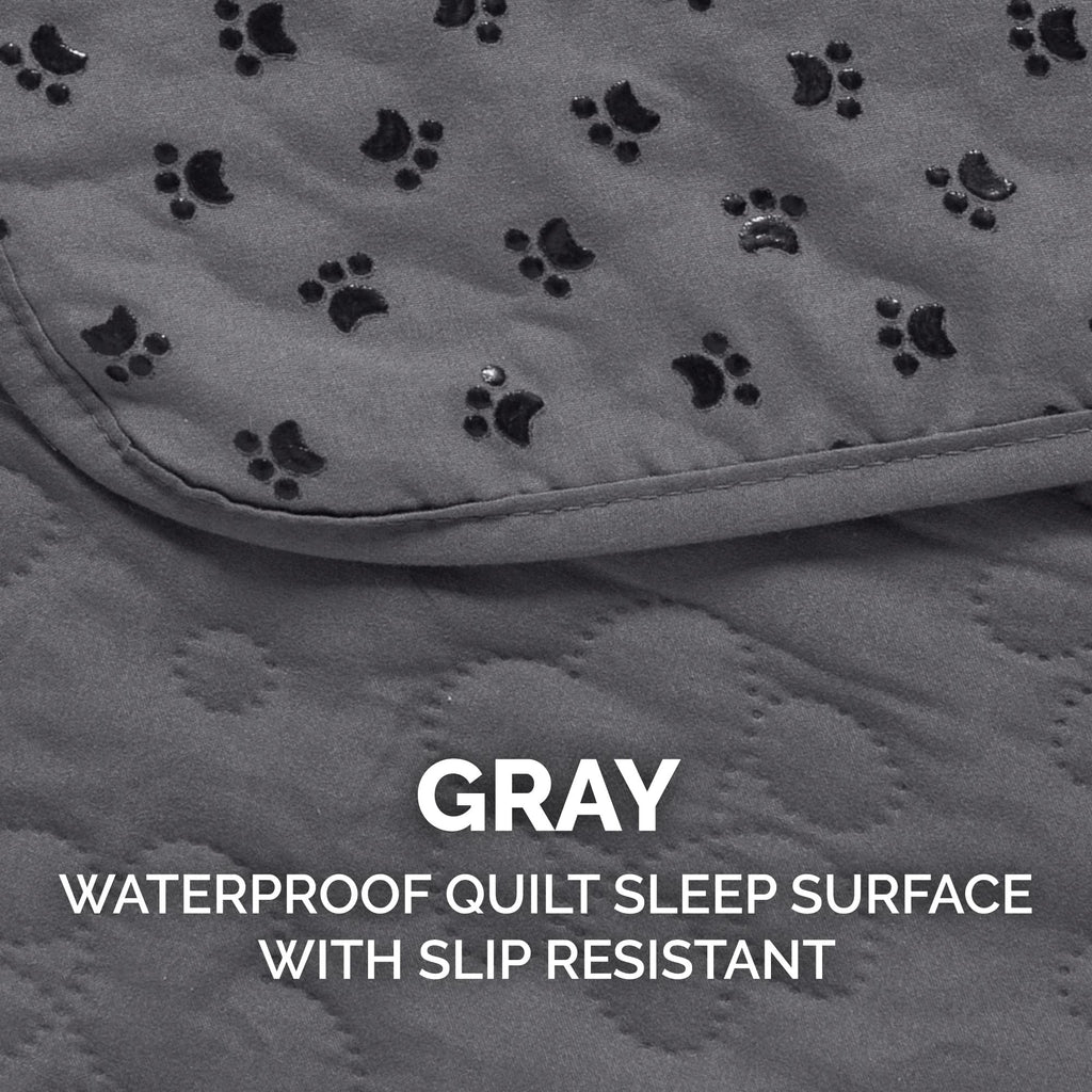 Furhaven Waterproof & Non-Slip Large Sofa/Couch Cover Protector for Dogs, Cats, & Children - Quilted Paw Print Living Room Furniture Cover - Gray, Large Sofa