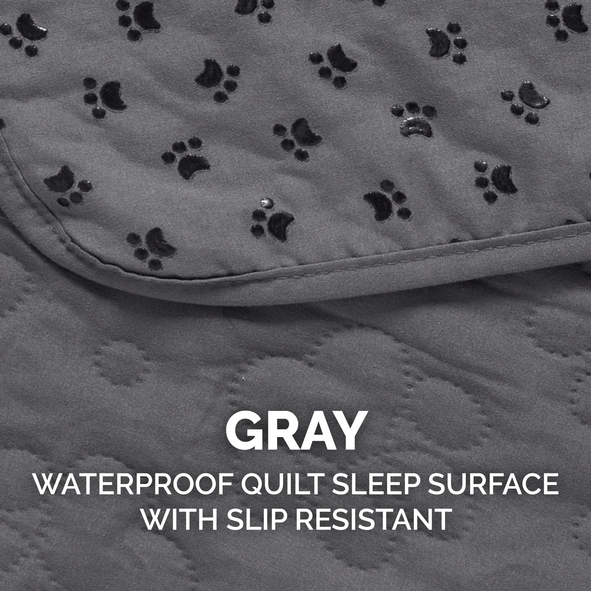 Furhaven Waterproof & Non-Slip Large Sofa/Couch Cover Protector for Dogs, Cats, & Children - Quilted Paw Print Living Room Furniture Cover - Gray, Large Sofa