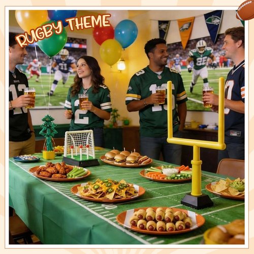 Teenyyou 4 Pcs Football Serving Tray Melamine Football Plates Reusable Party Serving Dishes for Snacks Cookies Dessert Dishwasher Safe