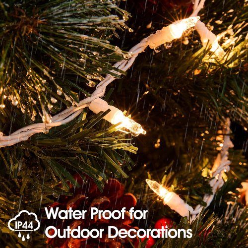 chatool Christmas Lights,100 Count Warm White Lights with White Wire,21ft UL Certified Tree String Lights for Indoor Outdoor Christmas Decoration,Home Garden,Party Decorations