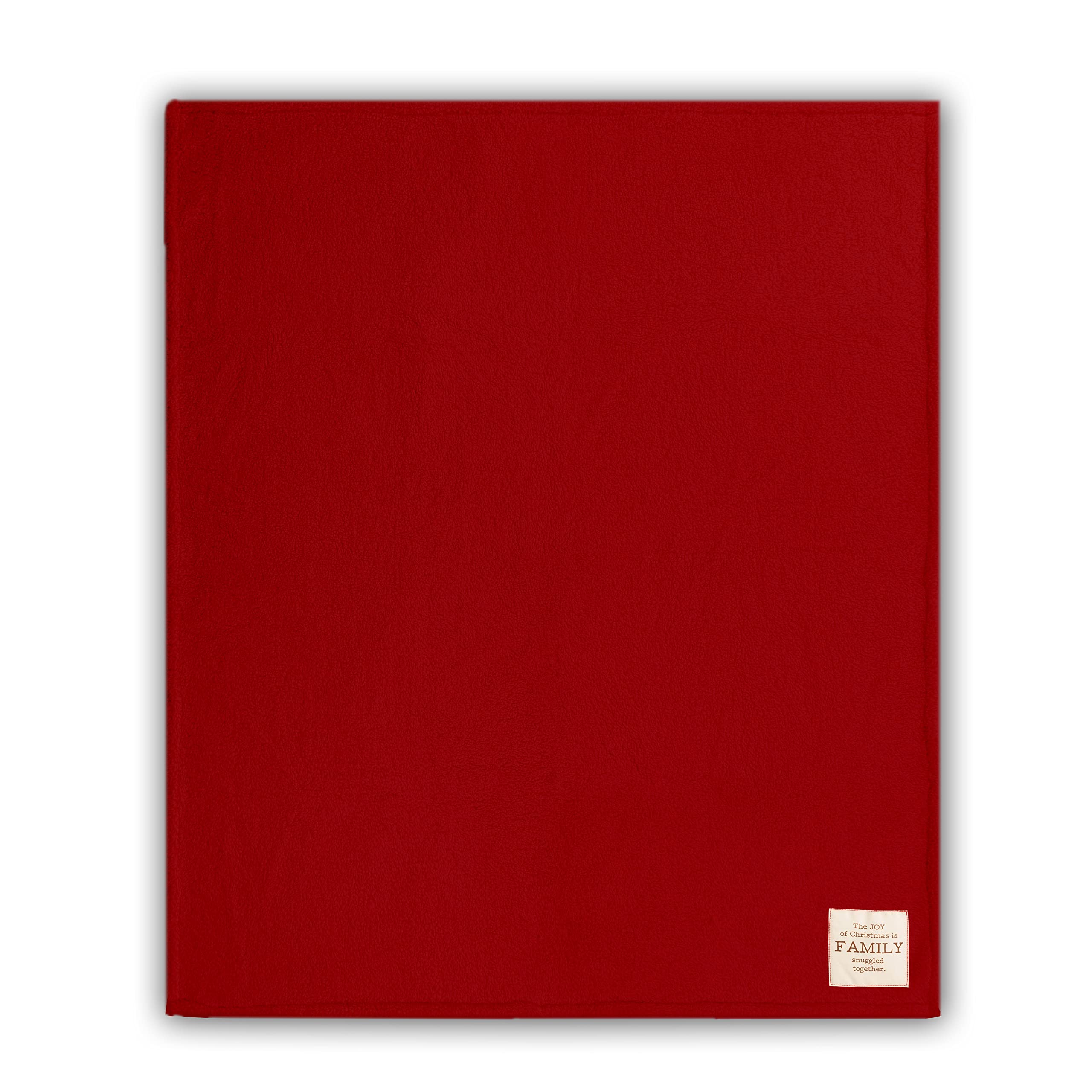 DEMDACO Cranberry Red Joy Family Snuggled 120 x 63 Fleece Mega Christmas Throw Blanket