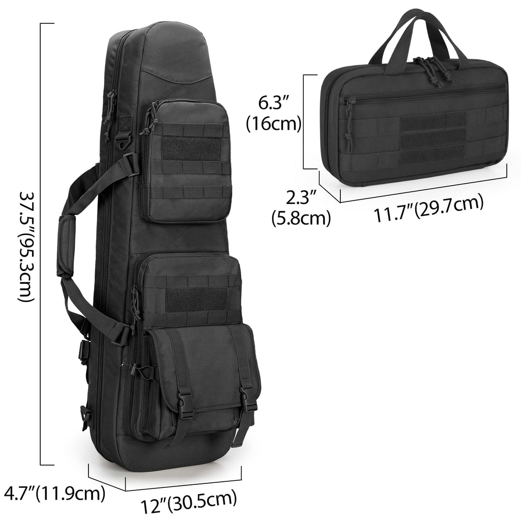 DSLEAF 36” Long Soft Rifle Case with Pistol Magazine Storage Bag for 2 Rifles and 23 Magazines, Black