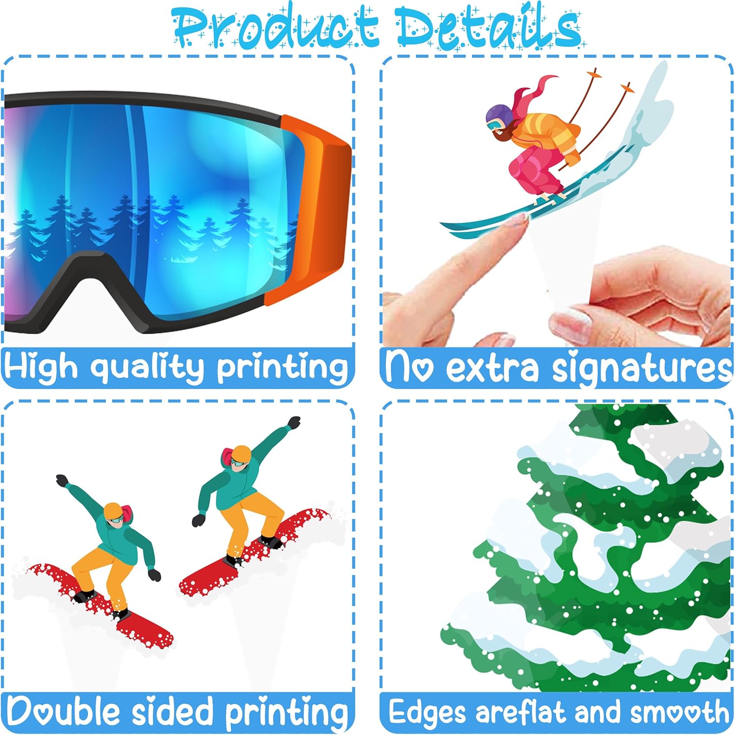 Skiennix Skiing Cupcake Toppers - 48Pcs Winter Party Decorations | Snowboard Birthday Picks