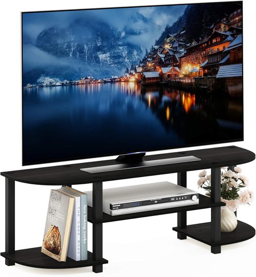 Furinno Wide TV Entertainment Center - Stylish Espresso & Black Finish | Modern Design