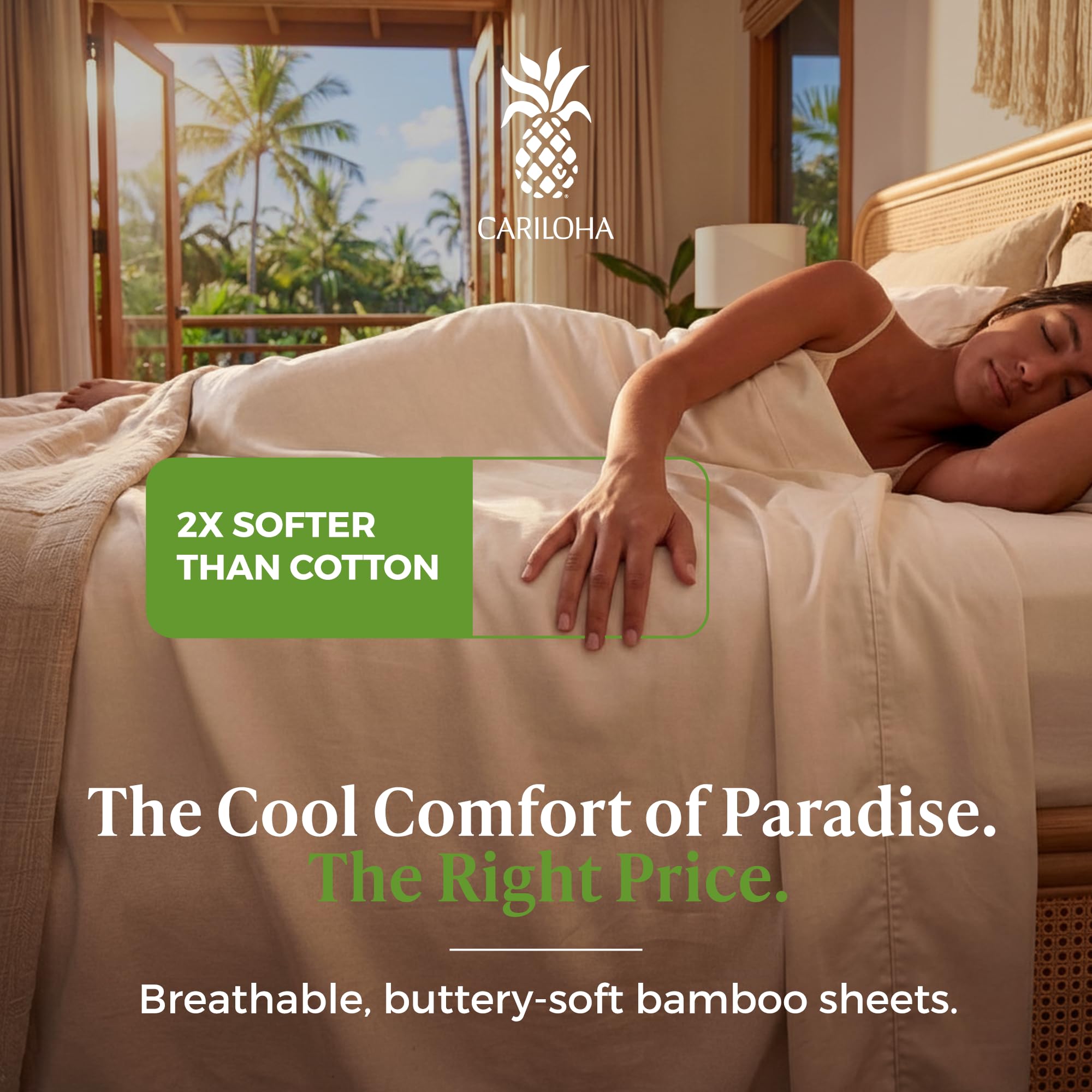 Cariloha Aloha Soft 100% Organic Bamboo Viscose Sheets – 4-Piece Queen Sheet Set – 16 in Deep Pockets – Buttery Soft, Hypoallergenic, Cooling Sheets – Oeko-TEX Standard 100 – Natural