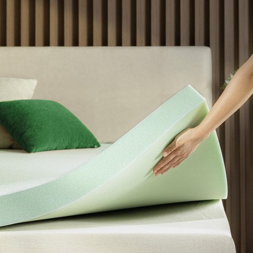 ZINUS 4 Inch Green Tea Memory Foam Mattress Topper, Pressure-Relieving Layer, Ideal for Back Pain Relief, Compact WONDERBOX Packaging, CertiPUR-US Certified, Full
