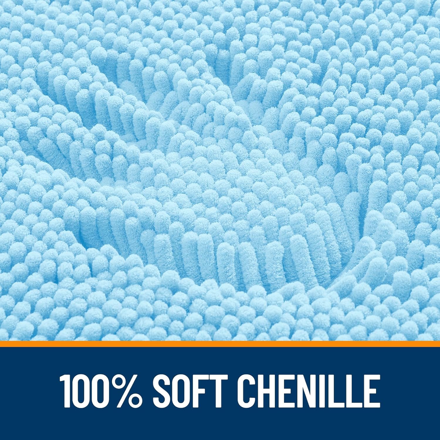 OLANLY Bathroom Runner Rugs - Soft Chenille Bath Mats with Rubber Backing | Quick Dry, 44x24, Sky Blue