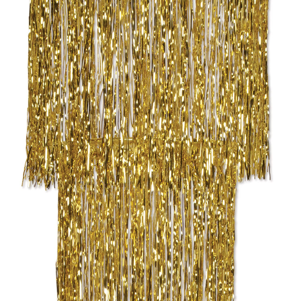 Beistle 3-Tier Shimmering Chandeliers – 3 Pack Gold Hanging Party Decorations, Elegant Foil Ceiling Décor for New Year’s Eve, Weddings, Anniversaries, 1920’s Themed Parties and Celebrations, 4 Ft