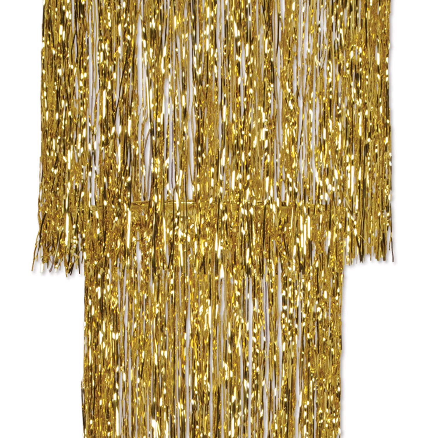 Beistle 3-Tier Shimmering Chandeliers – 3 Pack Gold Hanging Party Decorations, Elegant Foil Ceiling Décor for New Year’s Eve, Weddings, Anniversaries, 1920’s Themed Parties and Celebrations, 4 Ft