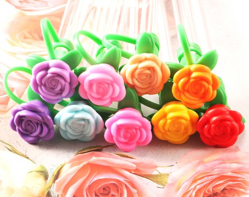 12 Colors 3D Rose Straw Topper for Stanley Tumblers - Silicone Straw Cover Caps Fits 10mm Straws of 20oz/30oz/40oz Stanley Cups