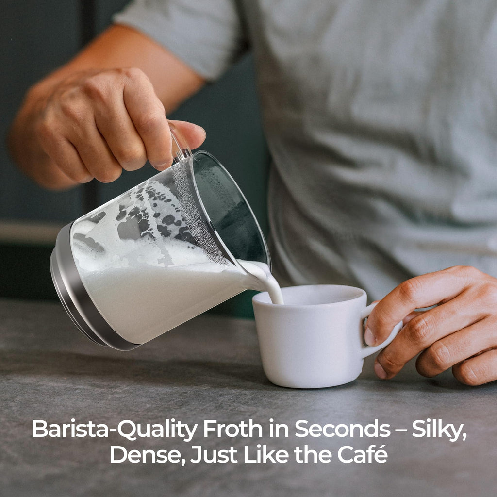 YESERLI 5-in-1 Split Glasscup Electric Milk Frother, 14oz One-Touch Foam Maker & Steamer for Latte/Cappuccino/Hot Chocolate, 600W Automatic Milk Warmer & Cold Froth, Dishwasher-Safe Glasscup BPA Free