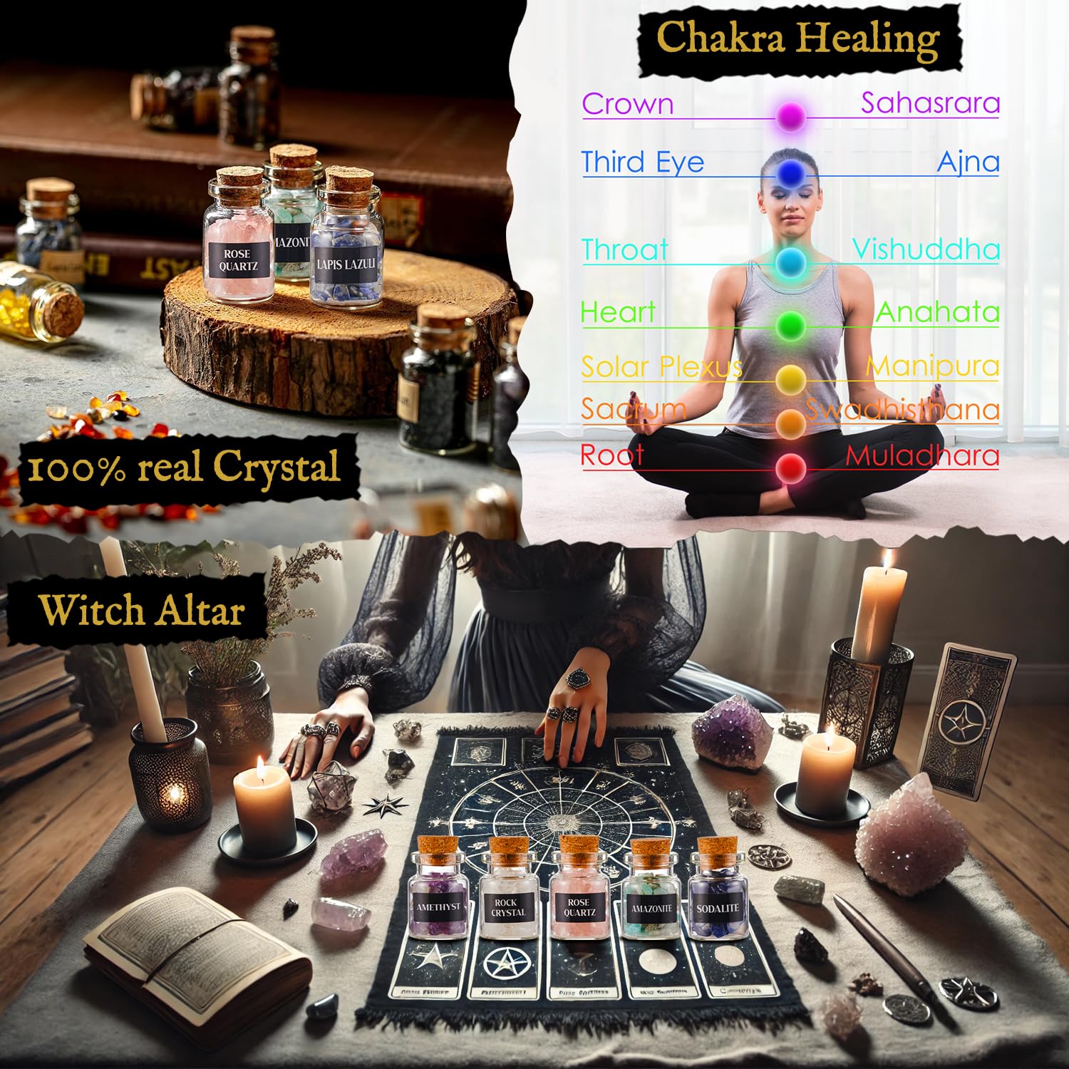 Witchy Advent Calendar 2025 for Adult Teens, 25 Day Christmas Countdown Calendar with Healing Crystal Natural Gemstone and Witchcraft Accessories for Women