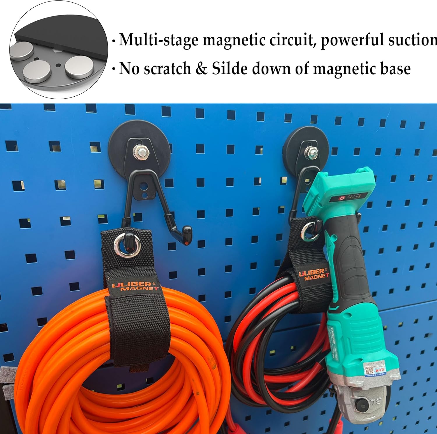 ULIBERMAGNET Heavy Duty Magnetic Garage Hooks - 4 Pack Strong Hooks for Tools & Storage | Black