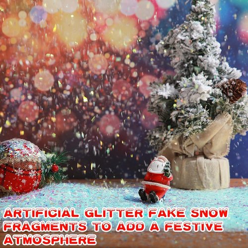 Aoriher Artificial Snow Glitter - Sparkling Blue Fake Snow for Crafts & Winter Decor | 0.55 Pound