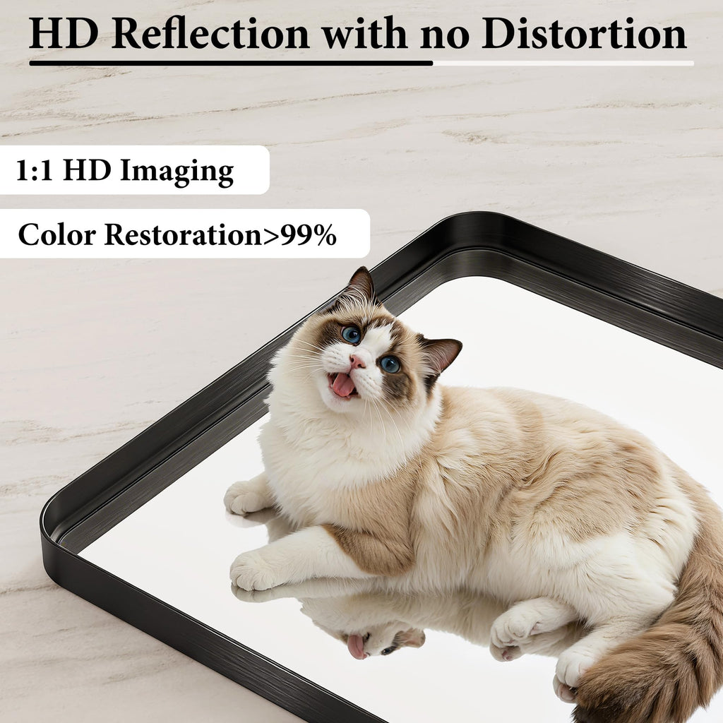 30x36 Inch Black Metal Framed Bathroom Mirror for Wall, HD Tempered Glass, Vanity Mirror for Over Sink, Anti-Rust Aluminum Alloy Mirror, Farmhouse, Horizontally or Vertically Hanging