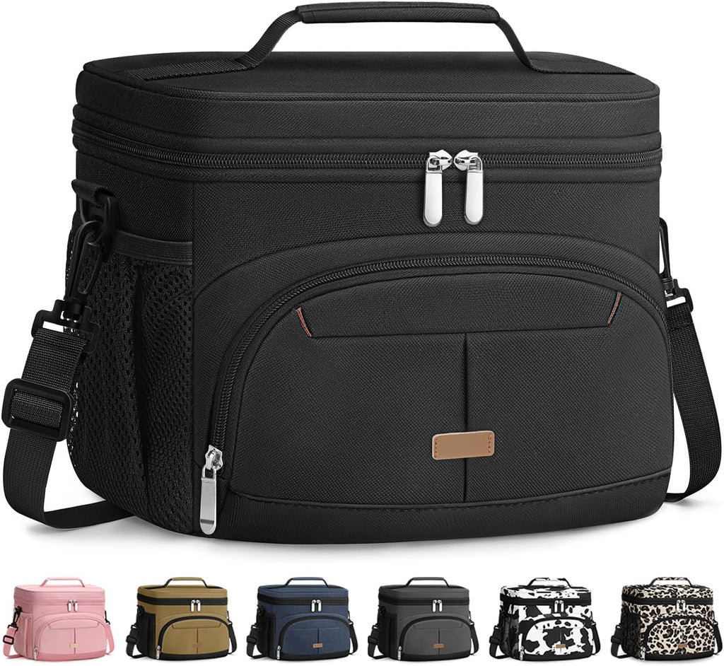 Pritent Insulated Lunch Box - Leakproof Cooler Bag with Removable Strap | Black, 12L Size