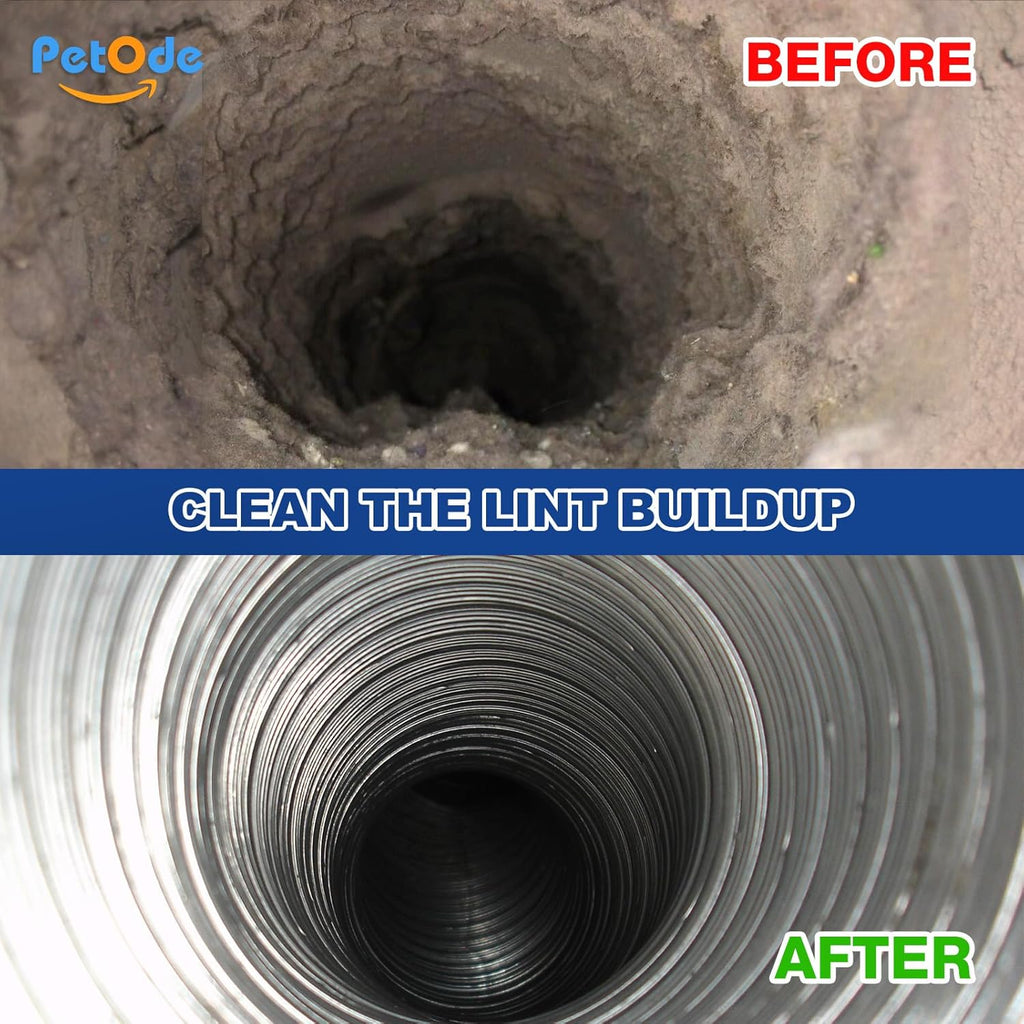 PetOde Dryer Vent Cleaner Kit - Universal Vacuum Attachment & Lint Brush for Quick Lint Removal