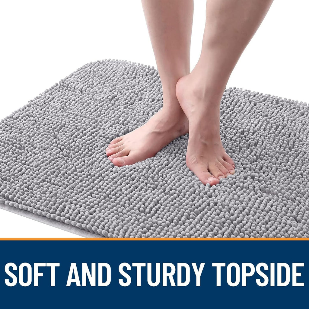 OLANLY Dog Door Mat - Absorbent Non-Slip Chenille Mat for Muddy Paws | 70x35 Light Grey Indoor Carpet
